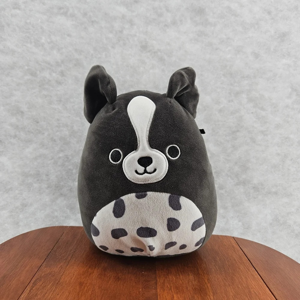 Squishmallow 8" Monty Border Collie‎ Dog Soft Black Spotted Puppy Plush